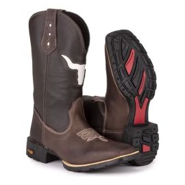 Bota Texana Country Bico Quadrado Touro Vazado - [PIX]
