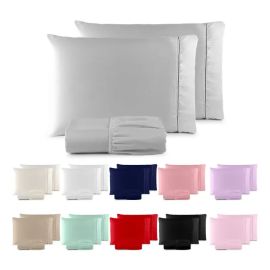 Jogo de Lençol 400 Fios Ponto Palito Cama Queen 3 Pçs Saldão