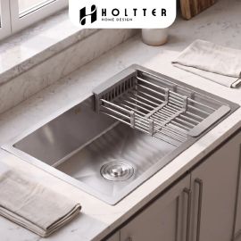 Cuba Gourmet Cozinha 60x45cm Aço Inox Escovado com Escorredor Regulável Prateado Holtter Home Design