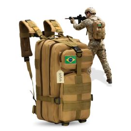 Mochila Tática Bolsa Militar Resistente 30 Litros Impermeável Super Reforçada Bandeira Brasil Brinde Utilizzei