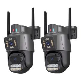 Kit 2 Câmera Segurança Ip App Icsee Lente Dupla Cor Preto