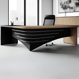 Mesa de oficina em L em charuto Tamburato Artany preto - [PIX]