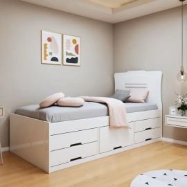 Cama Solteiro 5 Gavetas Júlia Conquista Moveis Wt Branco - [PIX]