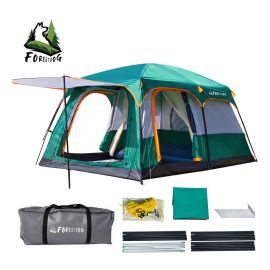 Barraca Camping 8 Pessoas Forestdog Barraca Acampamento Grande Cabana de Acampamento, 380 260 200cm Tecido Oxford, Verde - [PIX]