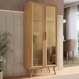 Cristaleira com 2 Portas de Vidro Retrô 68cm Urban Multimóveis MP6040 Madeirado - [PIX]